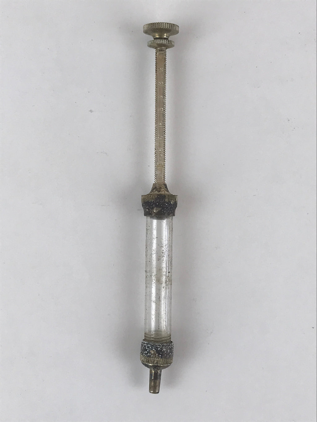 Japanese Metal Frame Small Syringe with Case Vtg Experiment Military Medical JK4