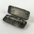 Japanese Metal Frame Small Syringe with Case Vtg Experiment Military Medical JK4