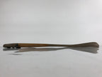 Japanese Metal Horse Head Shoehorn Vtg Wood Handle Uma Kutsubera Brown JK671