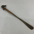 Japanese Metal Horse Head Shoehorn Vtg Wood Handle Uma Kutsubera Brown JK671