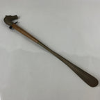 Japanese Metal Horse Head Shoehorn Vtg Wood Handle Uma Kutsubera Brown JK671