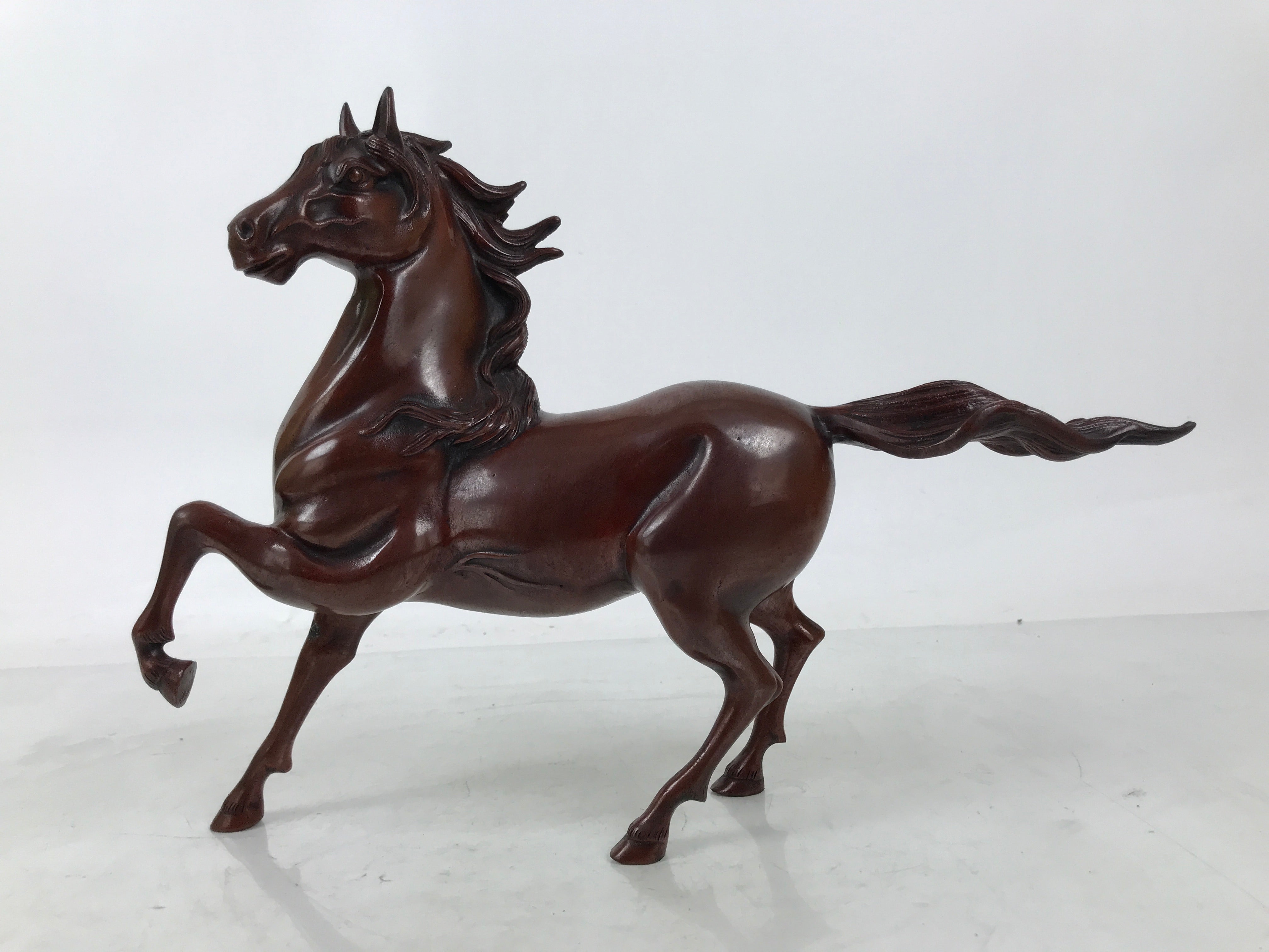 Japanese Metal Horse Statue Vtg Uma Takaoka Copperware Doki Brown Boxed PX793