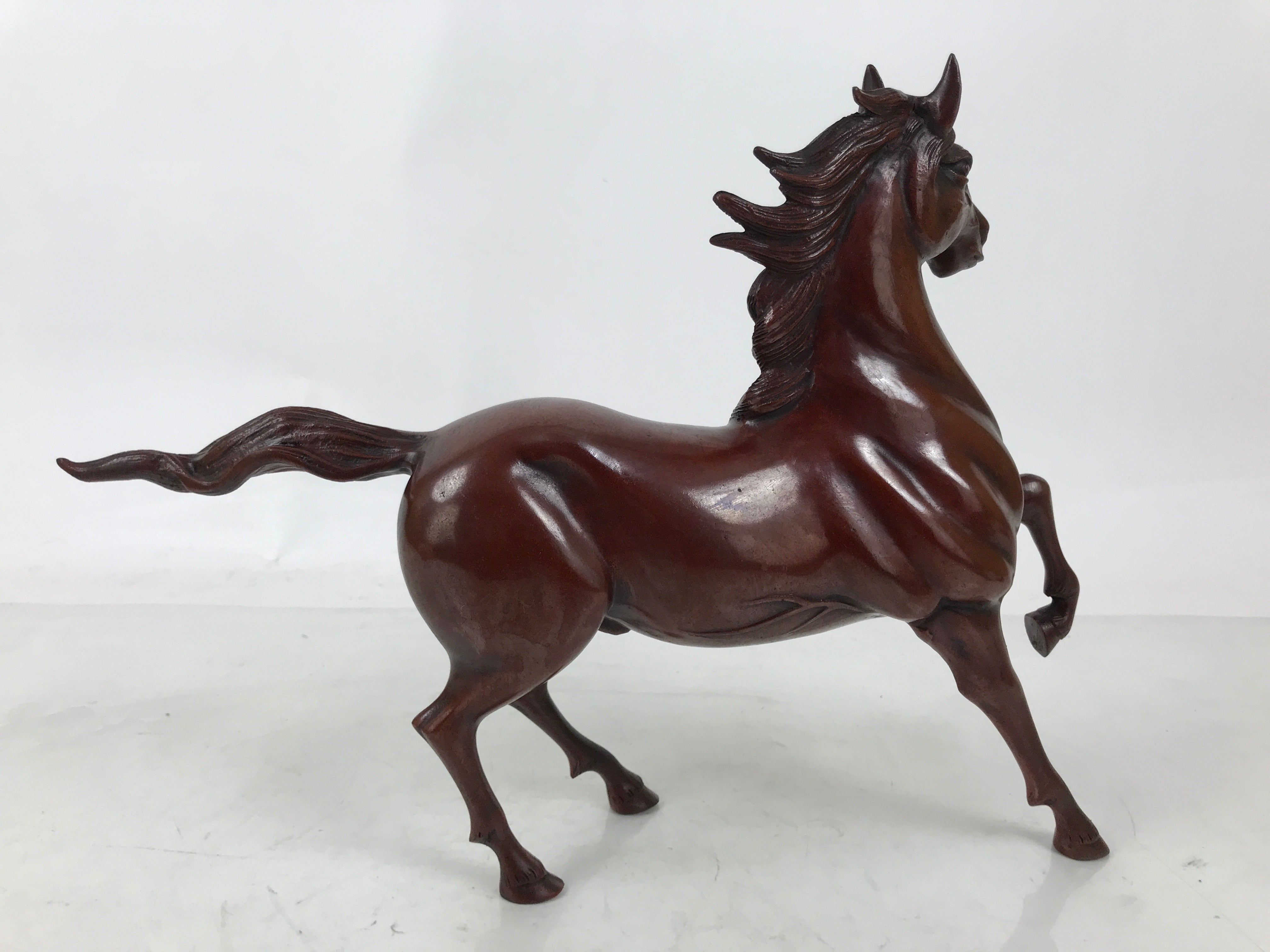 Japanese Metal Horse Statue Vtg Uma Takaoka Copperware Doki Brown Boxed PX793