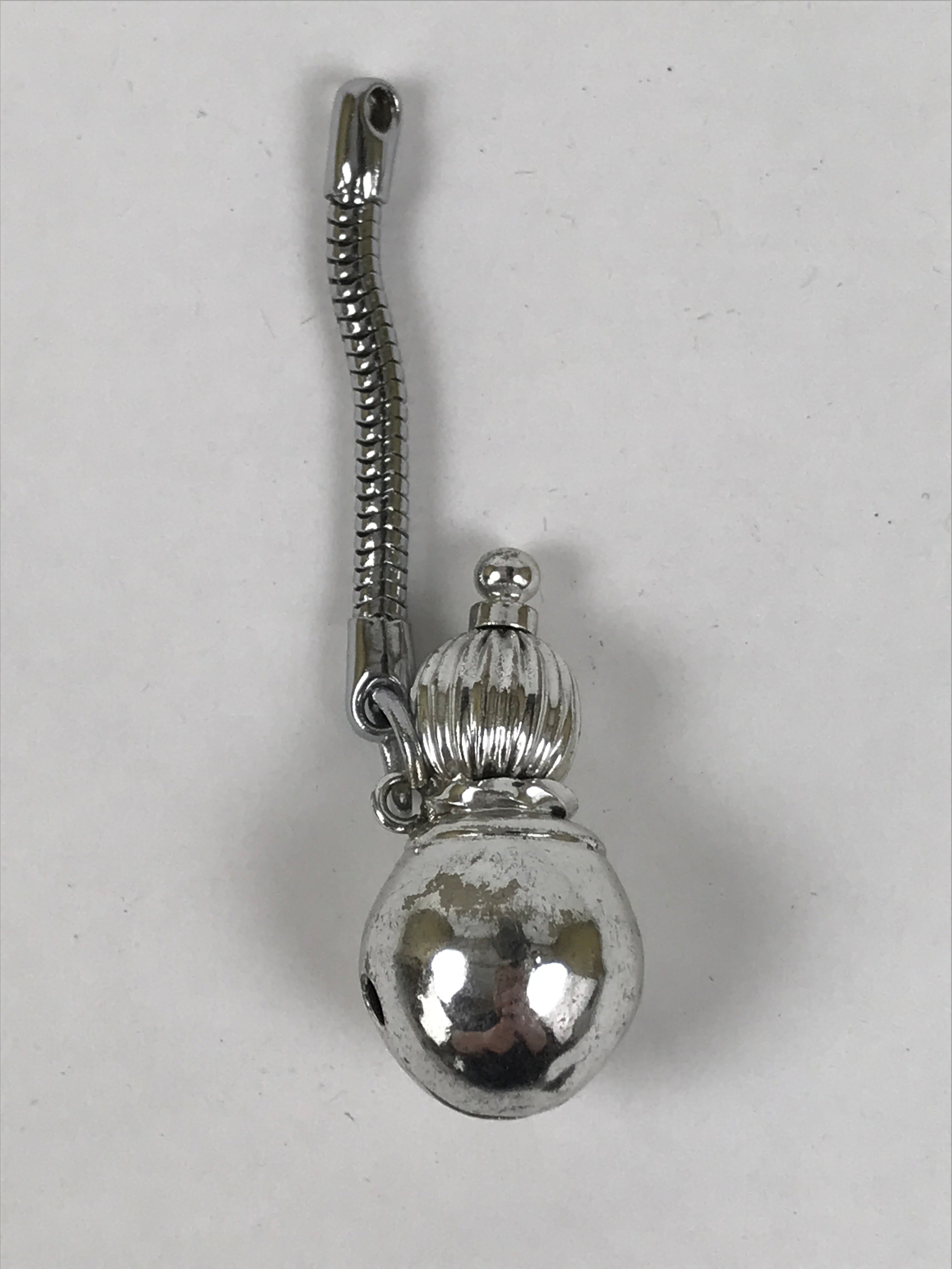 Japanese Metal Hyotan Gourd Bell Keychain Phone Strap Chain Amulet Silver JK876