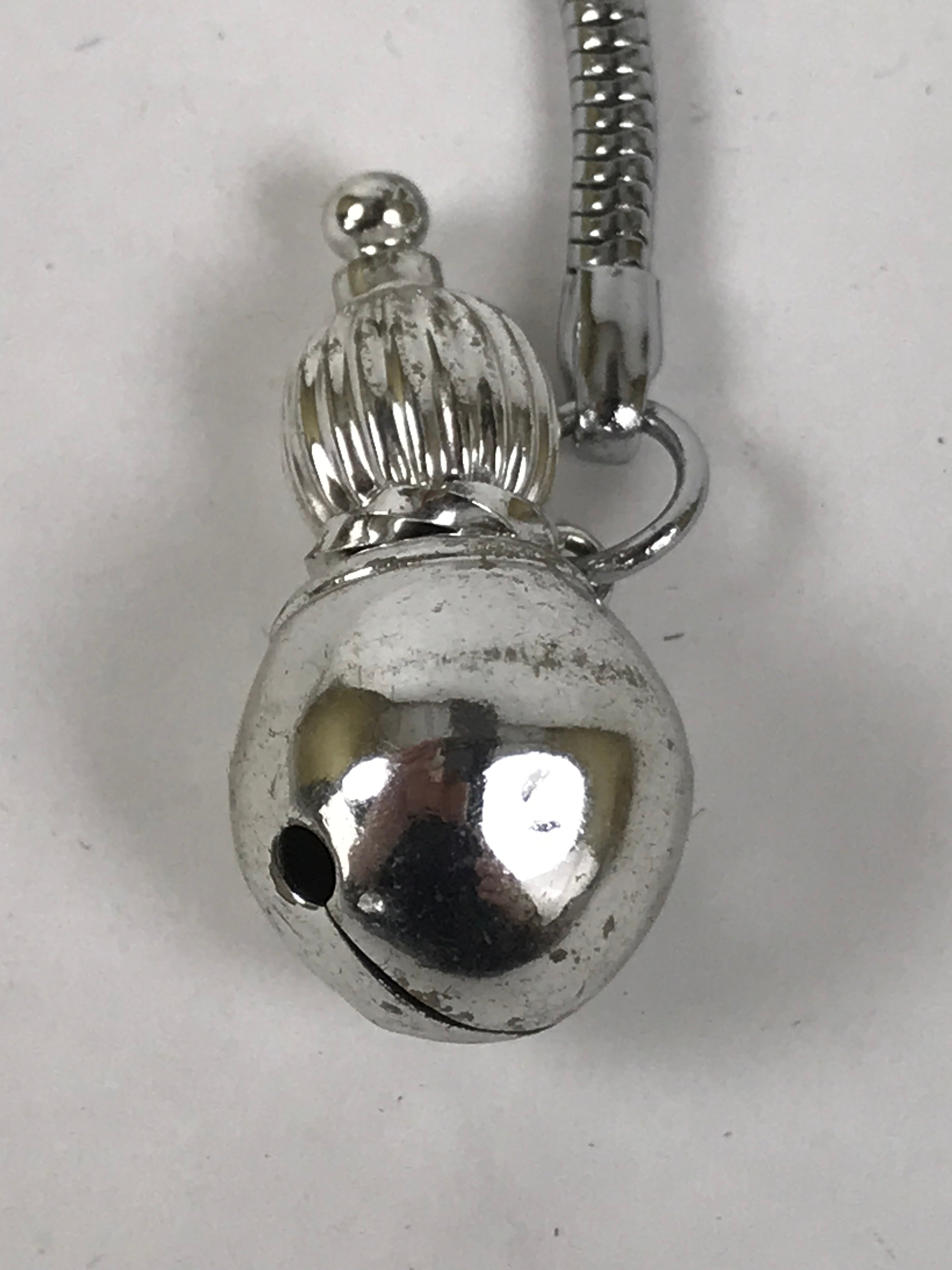 Japanese Metal Hyotan Gourd Bell Keychain Phone Strap Chain Amulet Silver JK876