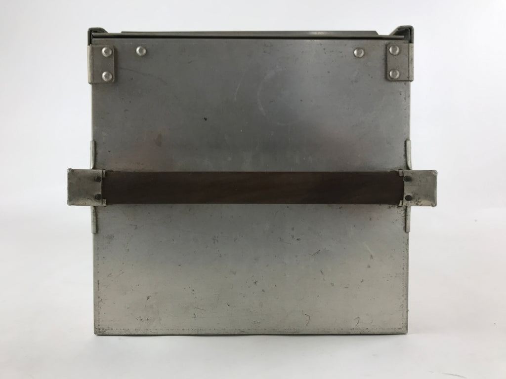 Japanese Metal Restaurant Delivery Box Vtg Wood Handle Shelves Ramen JK602