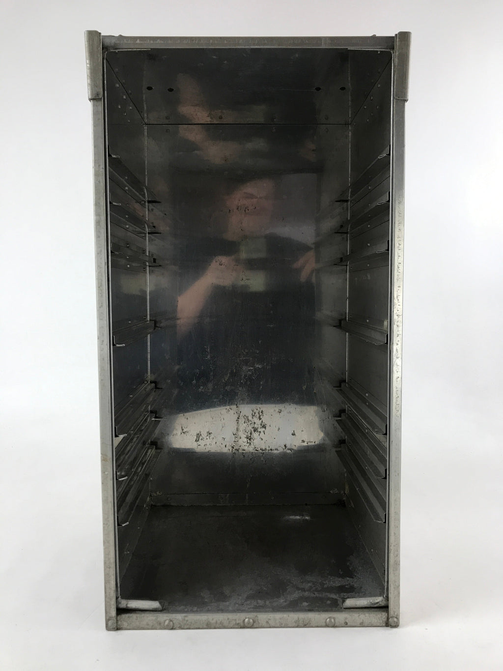 Japanese Metal Restaurant Delivery Box Vtg Wood Handle Shelves Ramen JK602