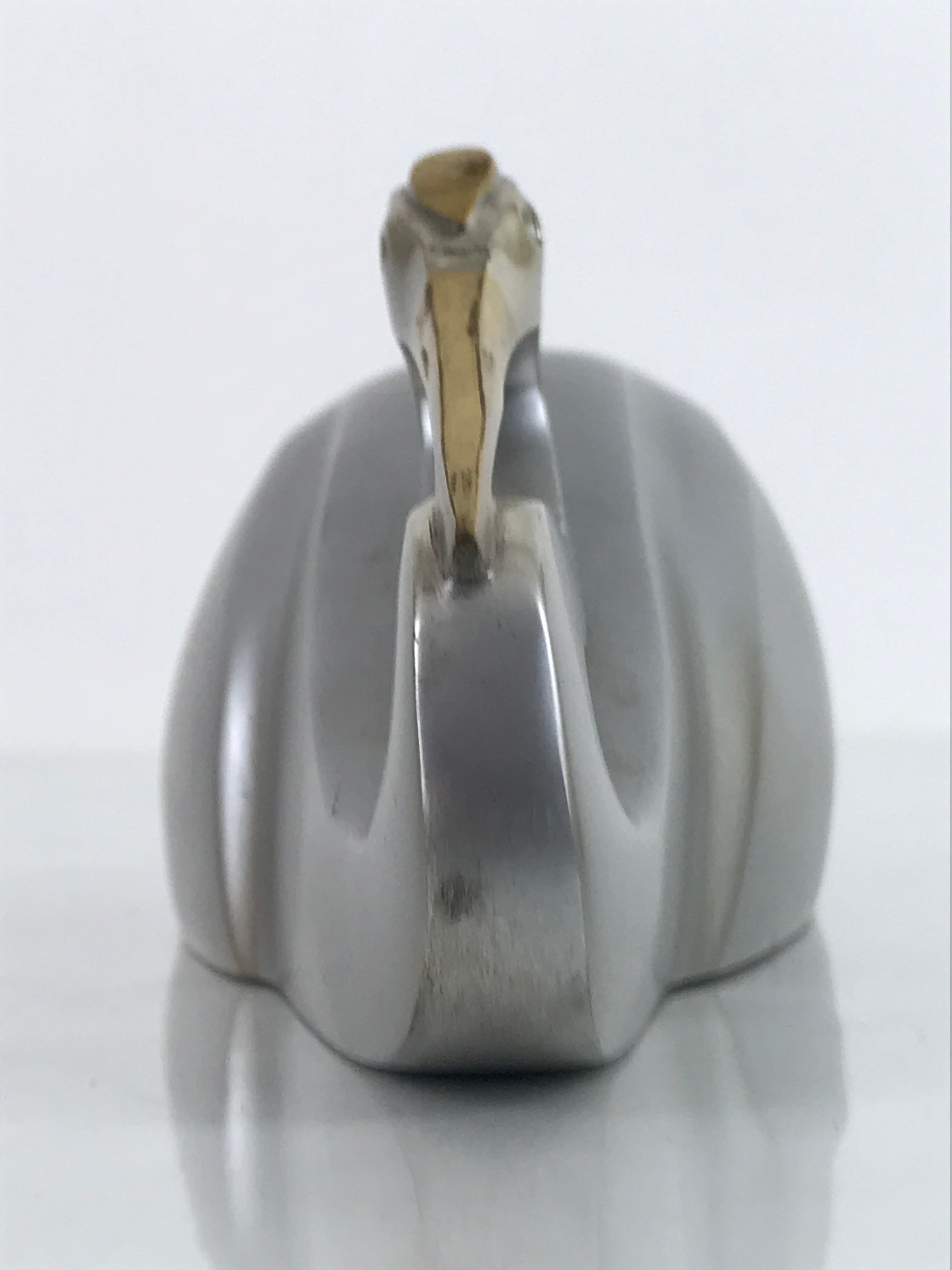 Japanese Metal Sculpture Vtg Brooding Crane Sugomori Tsuru W/ Box PX739
