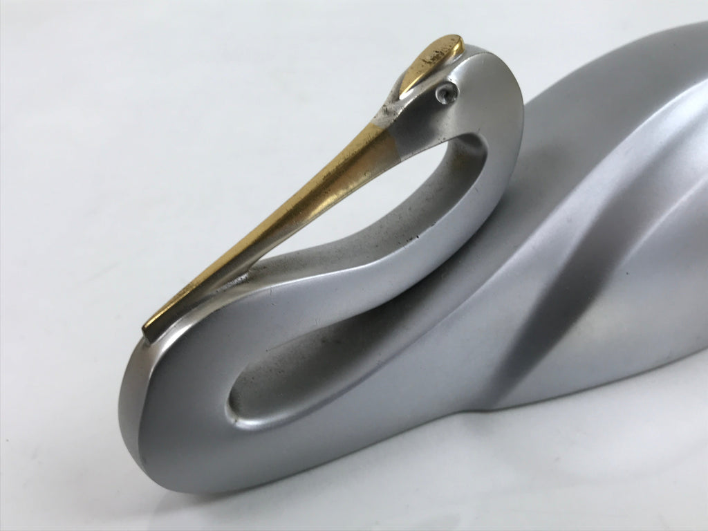 Japanese Metal Sculpture Vtg Brooding Crane Sugomori Tsuru W/ Box PX739