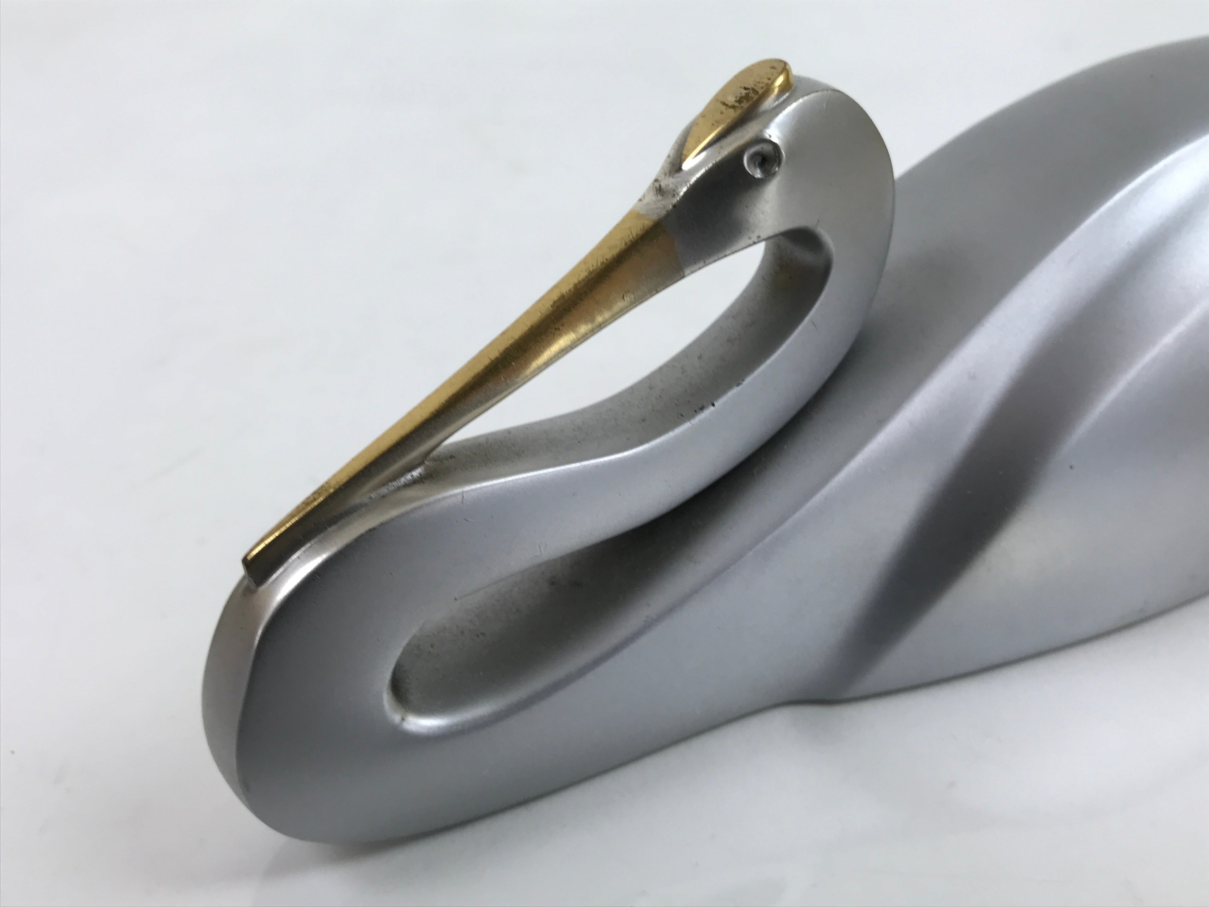 Japanese Metal Sculpture Vtg Brooding Crane Sugomori Tsuru W/ Box PX739