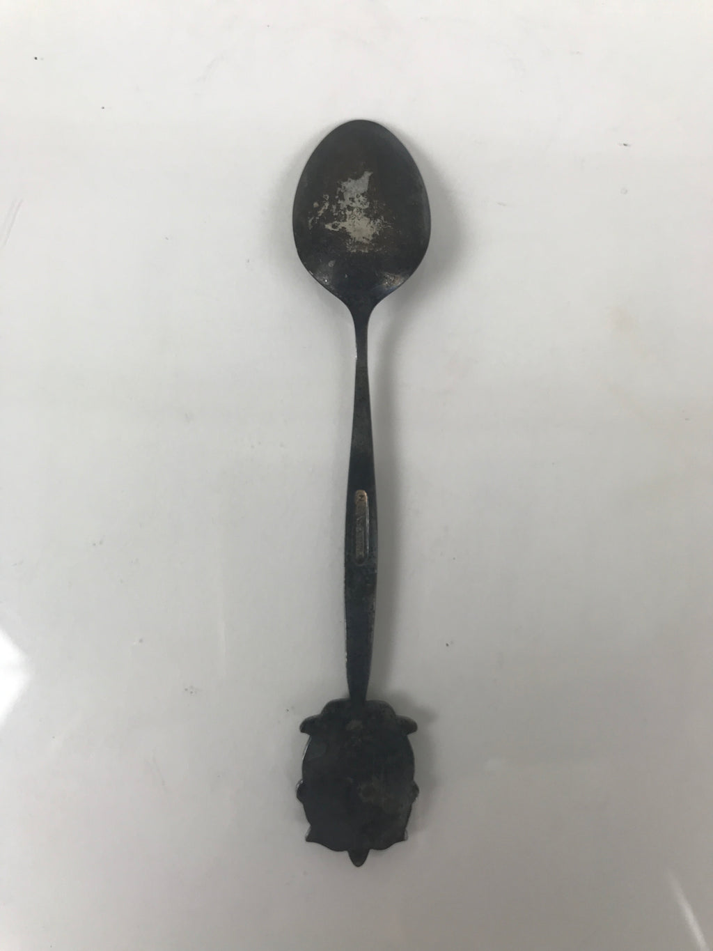 Japanese Metal Spoon Vtg Teaspoon Small Coffee Silver Emblem Blue Enamel JK928