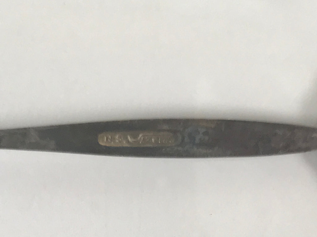 Japanese Metal Spoon Vtg Teaspoon Small Coffee Silver Emblem Paper Box JK930