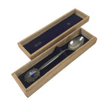 Japanese Metal Spoon Vtg Teaspoon Small Coffee Silver Emblem Wooden Box JK931