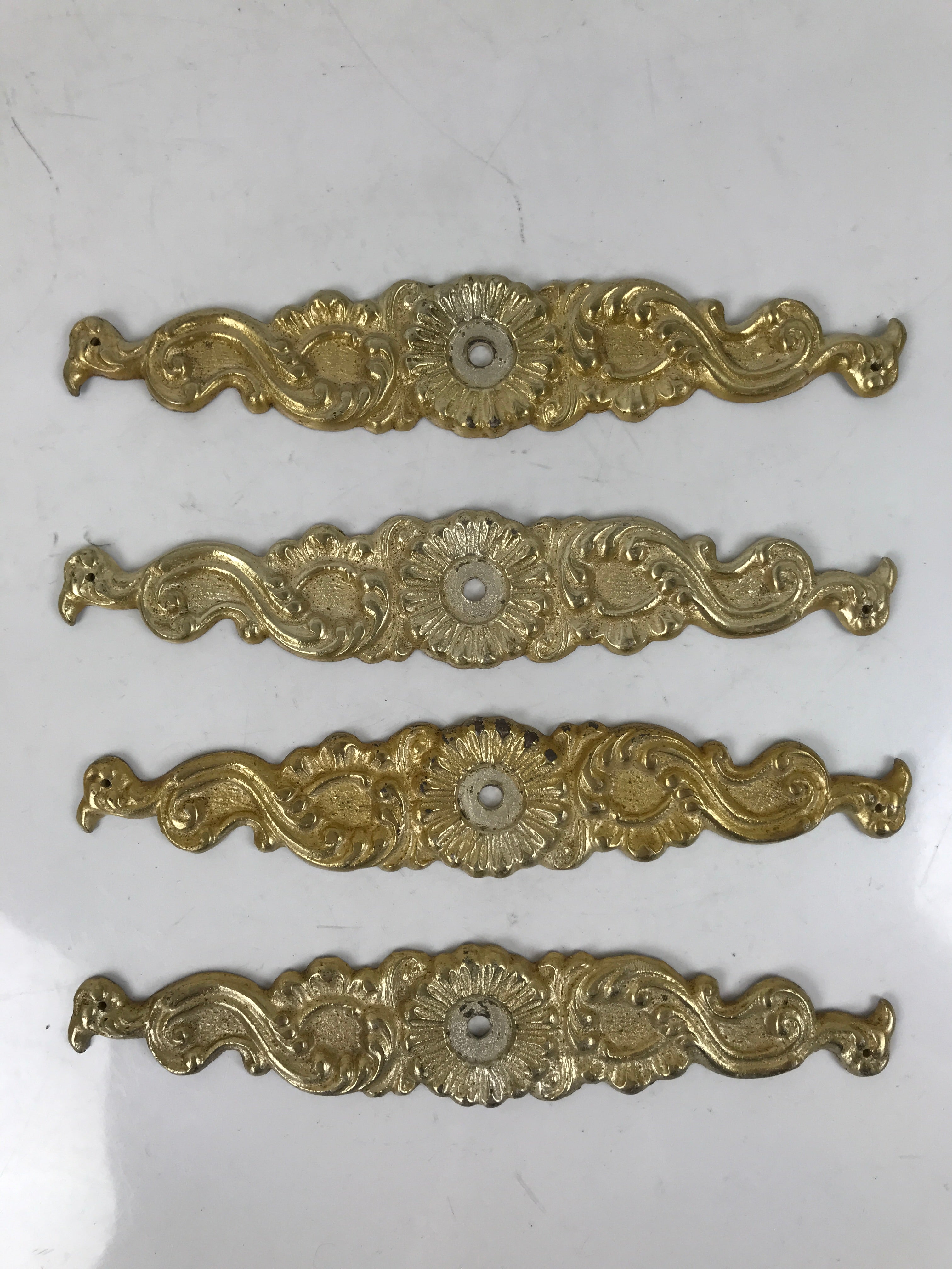 Japanese Metal Tansu Knob Backplate Drawer Cabinet Sentoku 4pc Hardware JK902