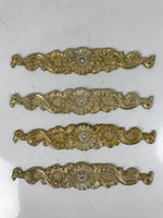 Japanese Metal Tansu Knob Backplate Drawer Cabinet Sentoku 4pc Hardware JK902