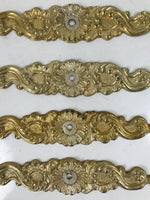 Japanese Metal Tansu Knob Backplate Drawer Cabinet Sentoku 4pc Hardware JK902