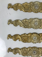 Japanese Metal Tansu Knob Backplate Drawer Cabinet Sentoku 4pc Hardware JK902