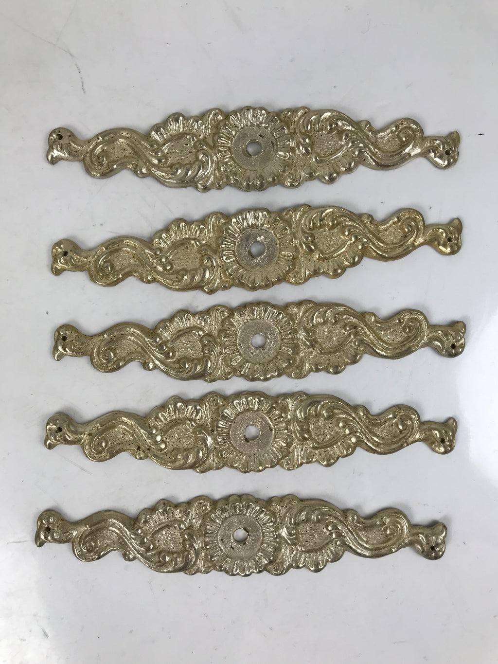 Japanese Metal Tansu Knob Backplate Drawer Cabinet Sentoku 5pc Hardware JK903