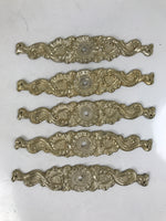 Japanese Metal Tansu Knob Backplate Drawer Cabinet Sentoku 5pc Hardware JK903