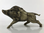 Japanese Metal Wild Boar Statue Inoshishi Vtg Zodiac Animal Okimono Gold ST11
