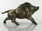 Japanese Metal Wild Boar Statue Inoshishi Vtg Zodiac Animal Okimono Gold ST11