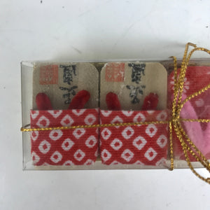 Japanese Mini Geta Shoes Geisha Vtg 2 Pairs Wagara Pink Red Boxed Kokeshi JK726