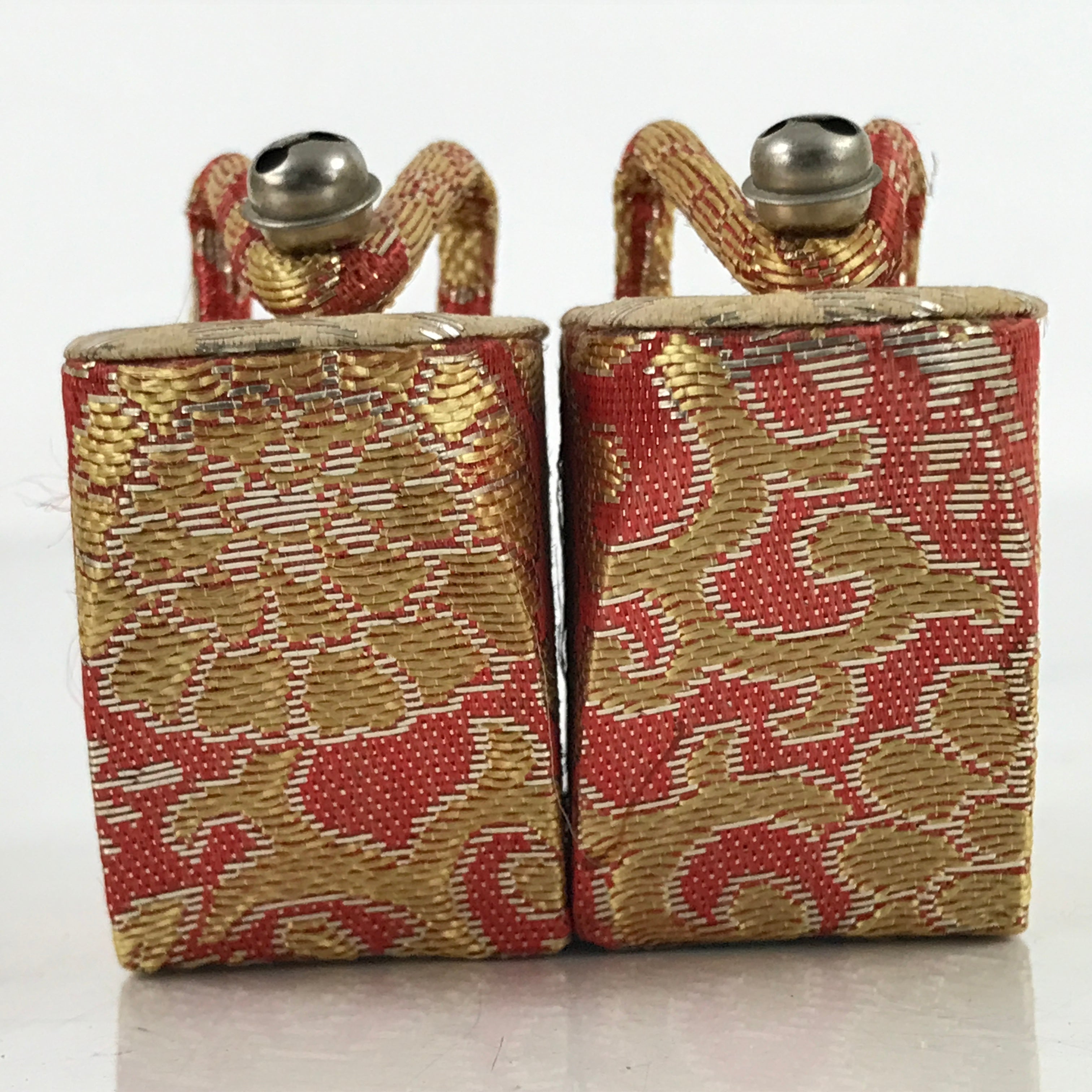 Japanese Mini Wooden Geta Geisha Shoes Mokumekomi Okobo Kokeshi Red Gold JK727