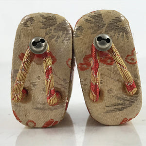 Japanese Mini Wooden Geta Geisha Shoes Mokumekomi Okobo Kokeshi Red Gold JK727