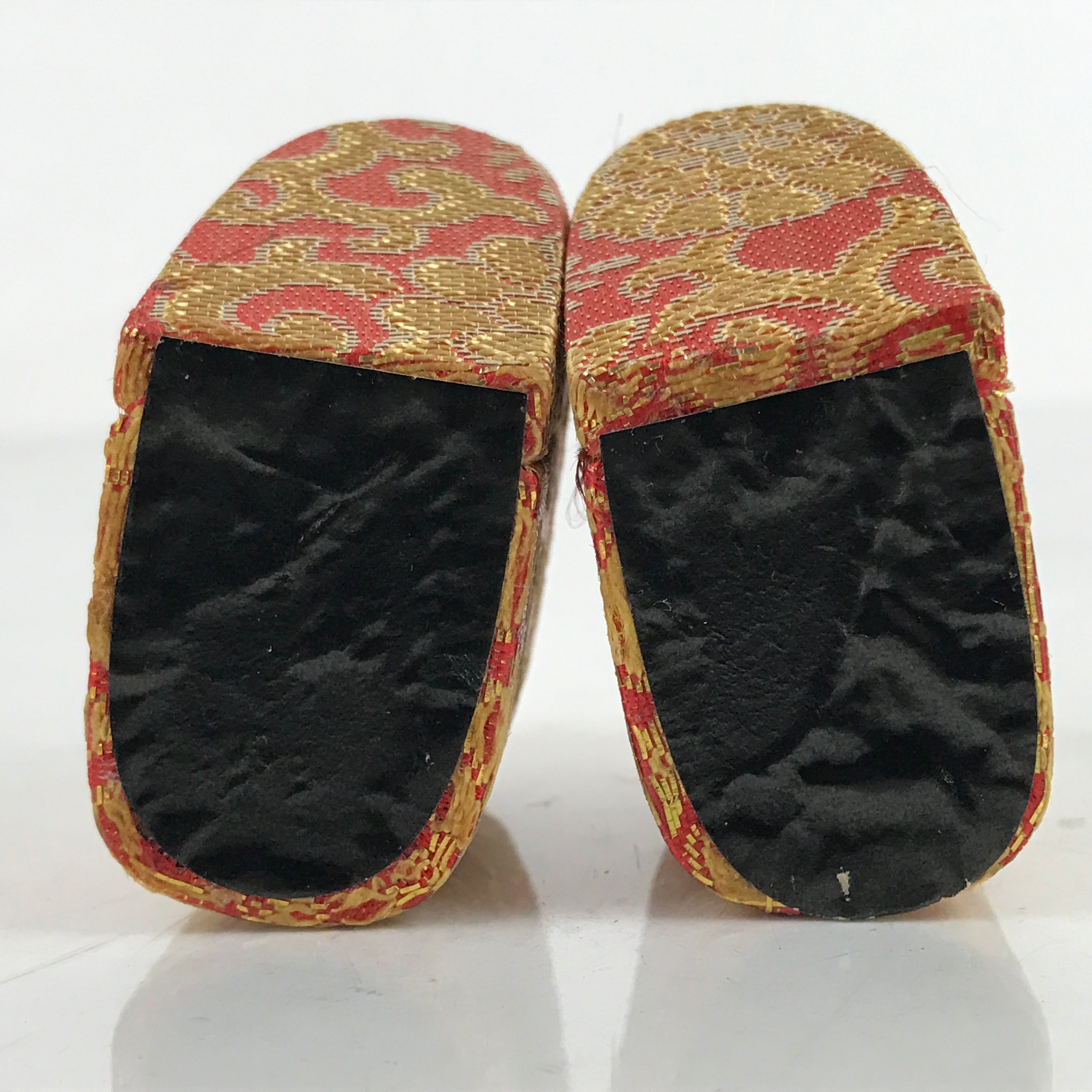 Japanese Mini Wooden Geta Geisha Shoes Mokumekomi Okobo Kokeshi Red Gold JK727