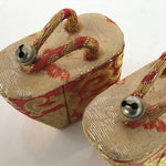 Japanese Mini Wooden Geta Geisha Shoes Mokumekomi Okobo Kokeshi Red Gold JK727