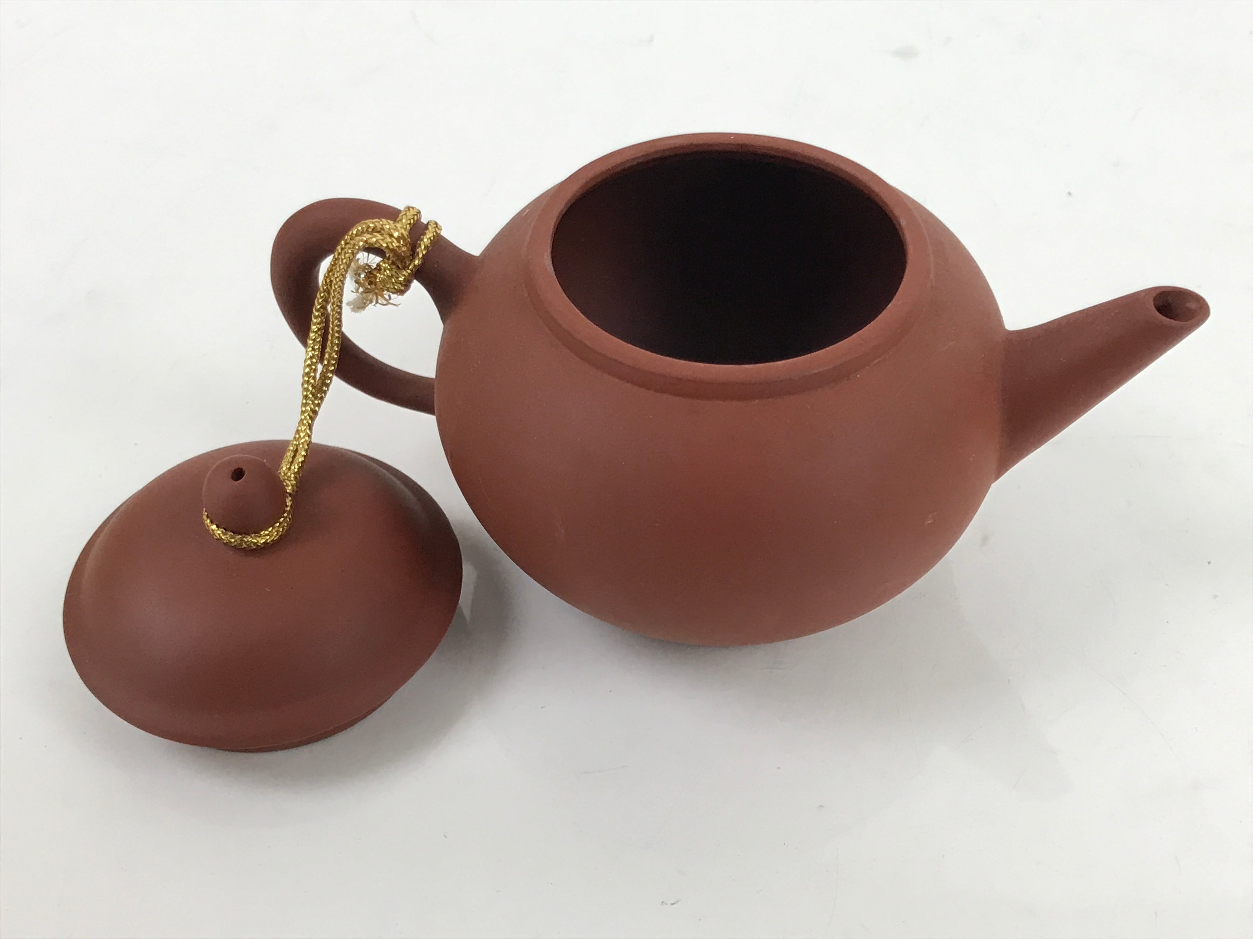 Japanese Miniature Ceramic Teapot Kyusu Vtg Terracotta Unglazed Brown Y111