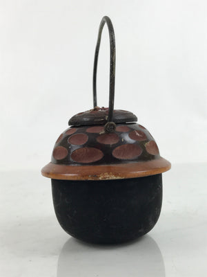 Japanese Miniature Chagama Tea Kettle Vtg Komono Ire Brown Black Wood JK795