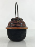 Japanese Miniature Chagama Tea Kettle Vtg Komono Ire Brown Black Wood JK795
