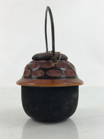 Japanese Miniature Chagama Tea Kettle Vtg Komono Ire Brown Black Wood JK795