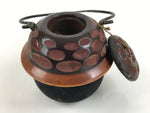 Japanese Miniature Chagama Tea Kettle Vtg Komono Ire Brown Black Wood JK795