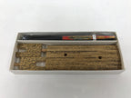 Japanese Miniature Folding Fan w/Stand Vtg Royal Carriage Kago Cart Red Gold 4D881