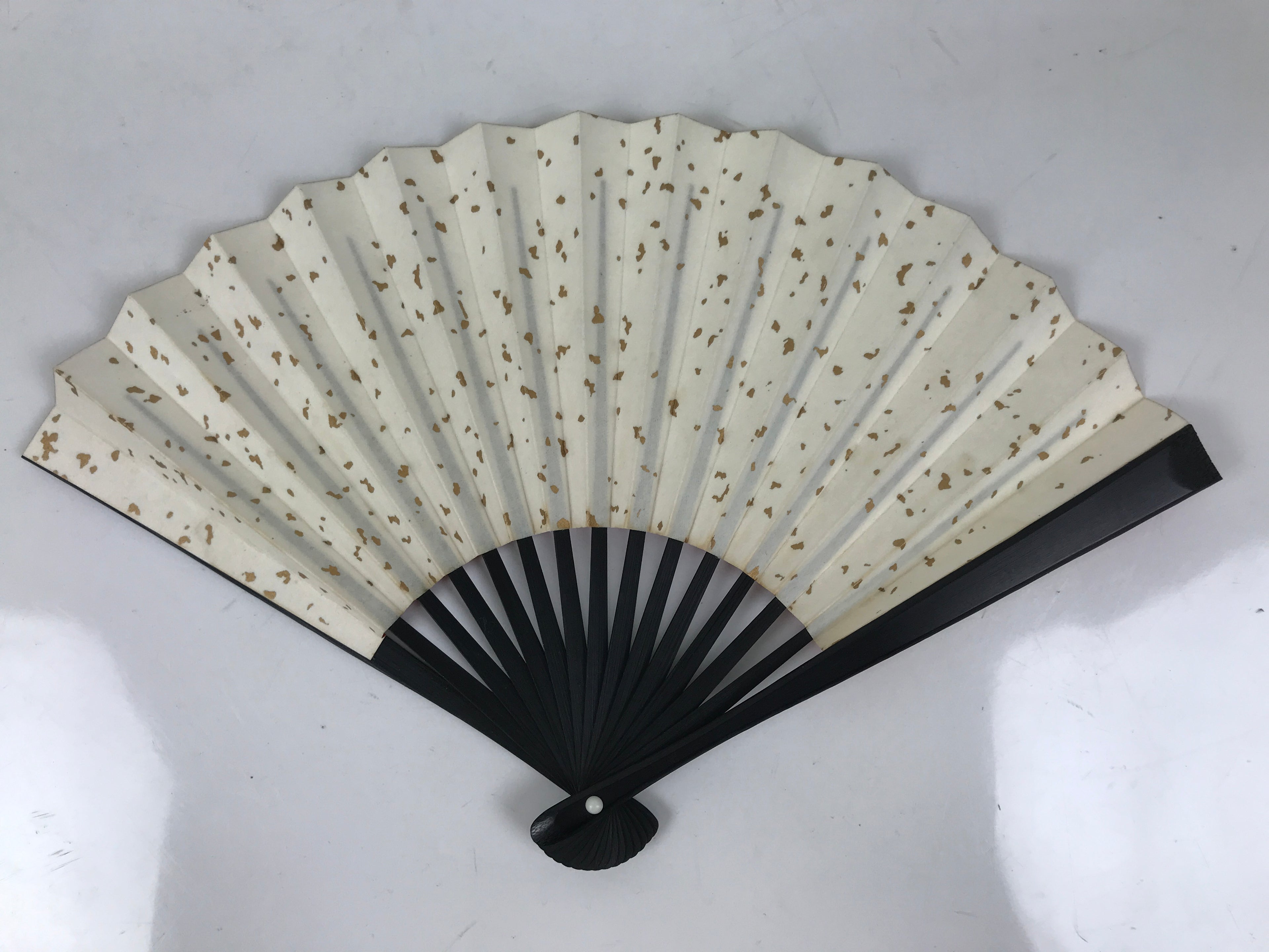 Japanese Miniature Folding Fan w/Stand Vtg Royal Carriage Kago Cart Red Gold 4D881