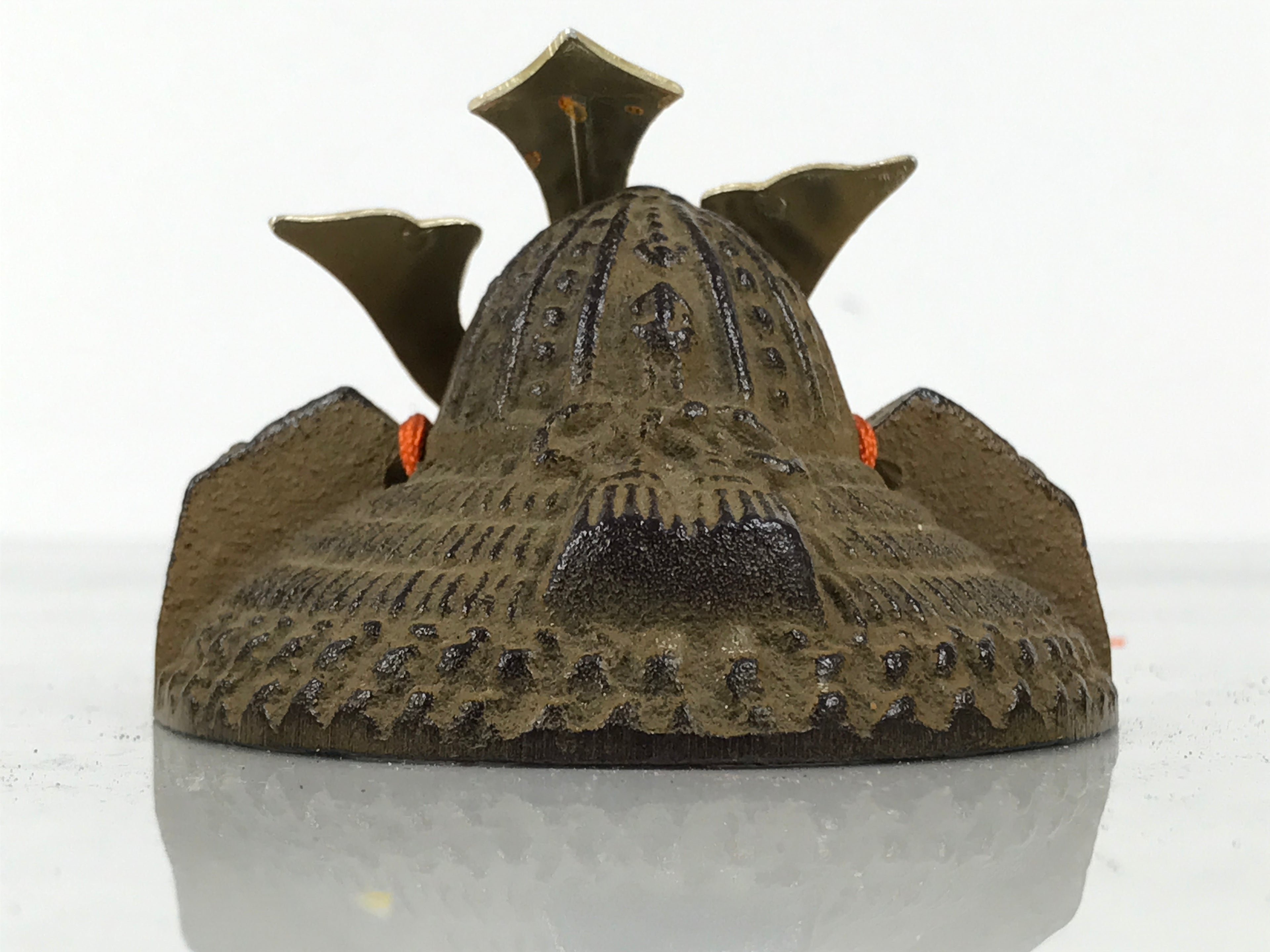 Japanese Miniature Iron Metal Samurai Helmet Kabuto Vtg Boy Festival Brown ID647