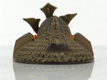 Japanese Miniature Iron Metal Samurai Helmet Kabuto Vtg Boy Festival Brown ID647