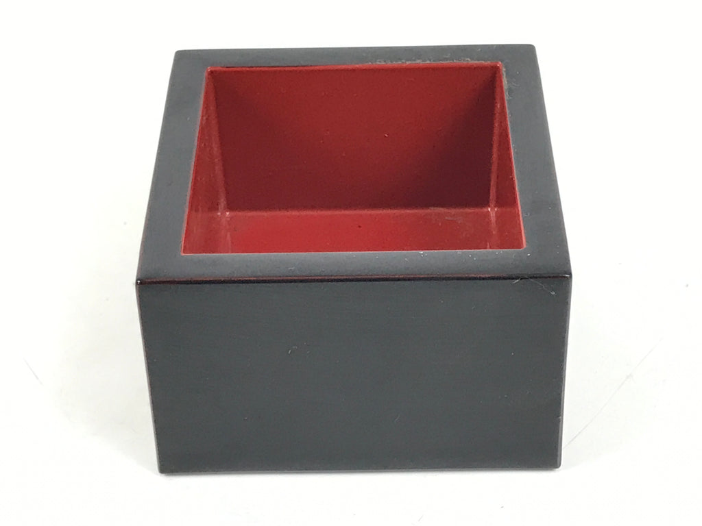 Japanese Miniature Measuring Cup Vtg Masu Lacquer Replica Sake Black Red L485