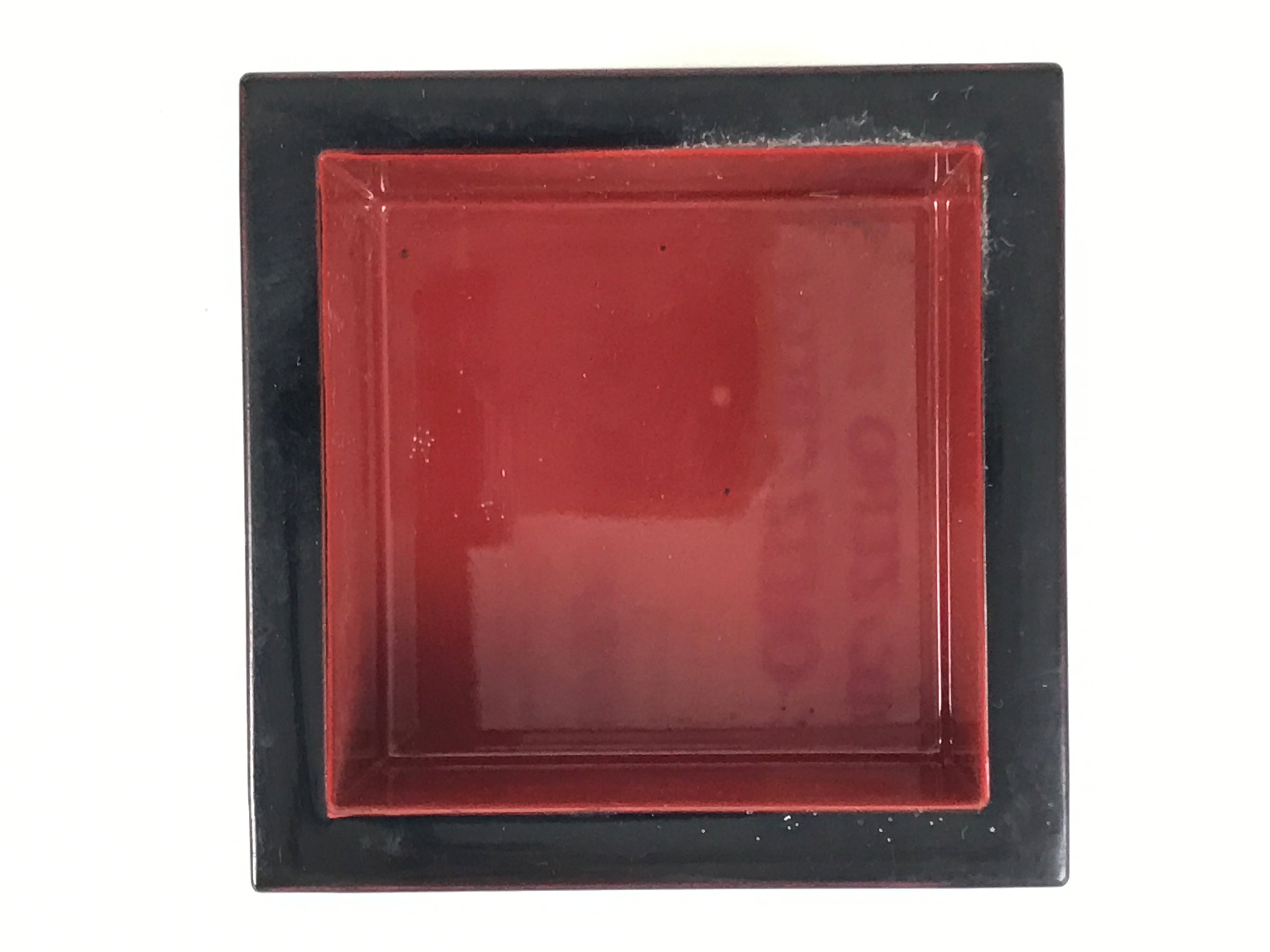 Japanese Miniature Measuring Cup Vtg Masu Lacquer Replica Sake Black Red L485