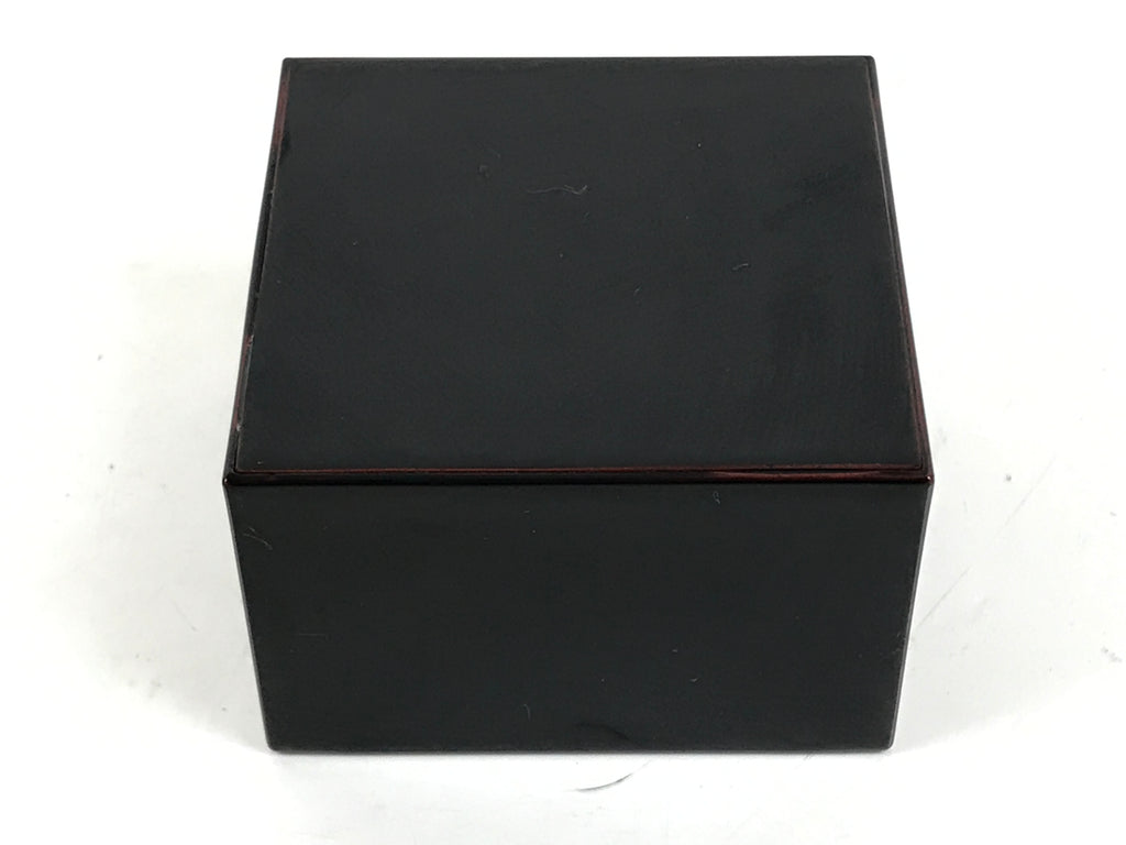 Japanese Miniature Measuring Cup Vtg Masu Lacquer Replica Sake Black Red L485