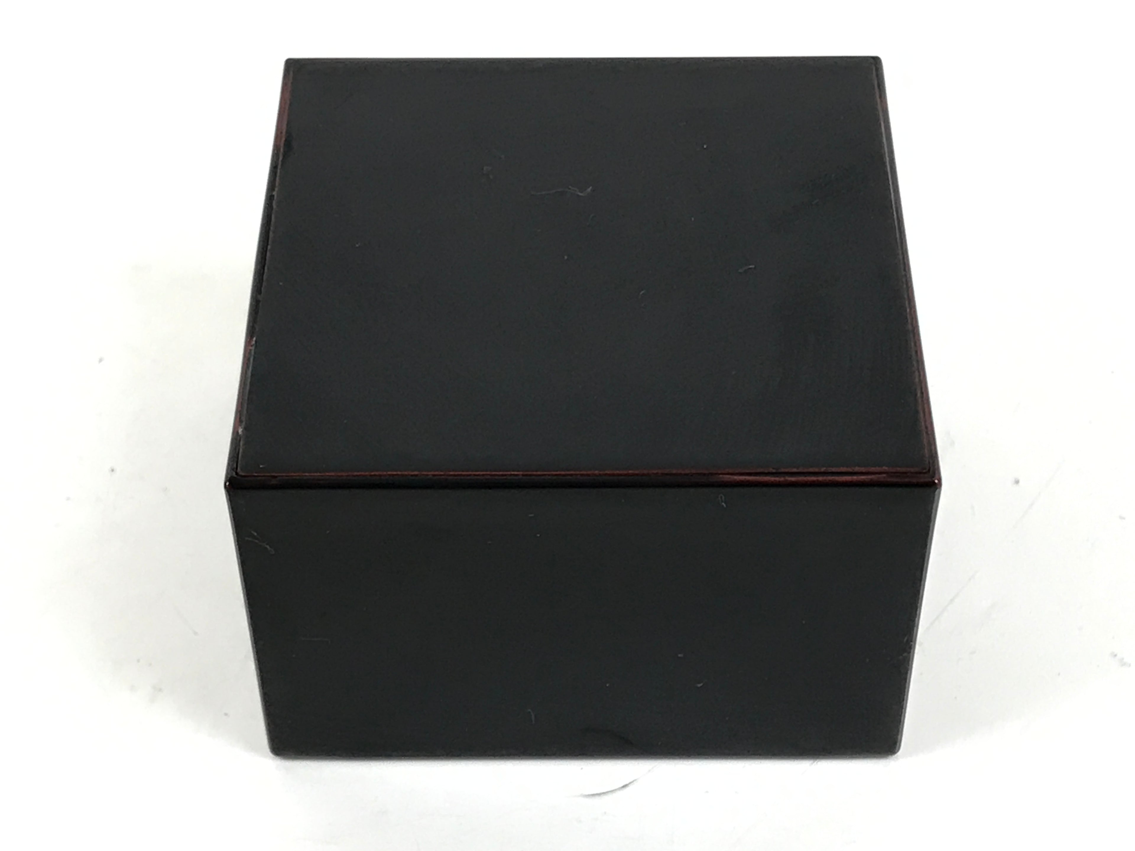 Japanese Miniature Measuring Cup Vtg Masu Lacquer Replica Sake Black Red L485