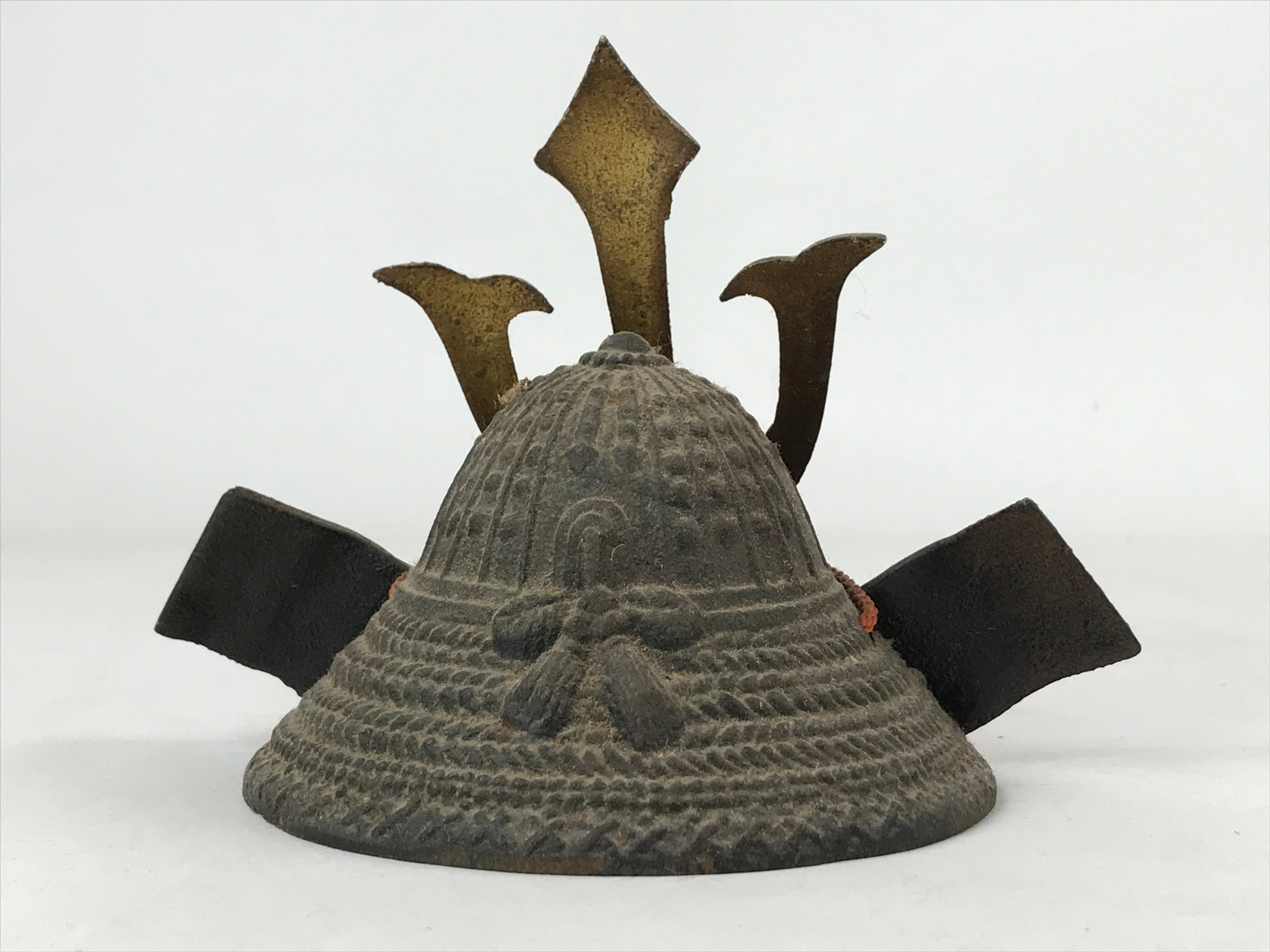 Japanese Miniature Metal Samurai Helmet Kabuto Vtg Boys Festival Brown ID551