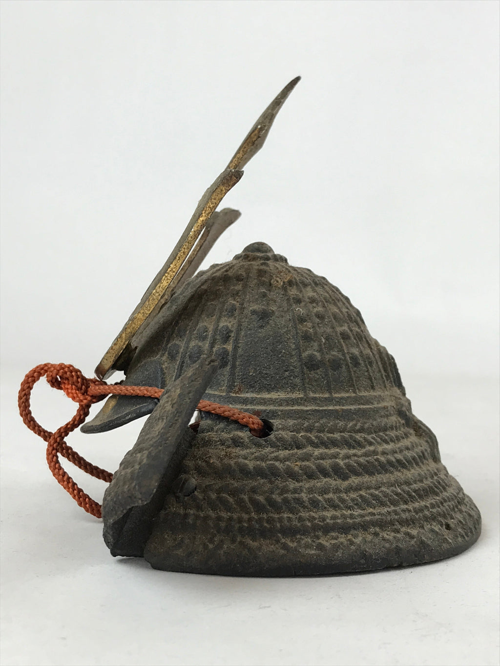 Japanese Miniature Metal Samurai Helmet Kabuto Vtg Boys Festival Brown ID551