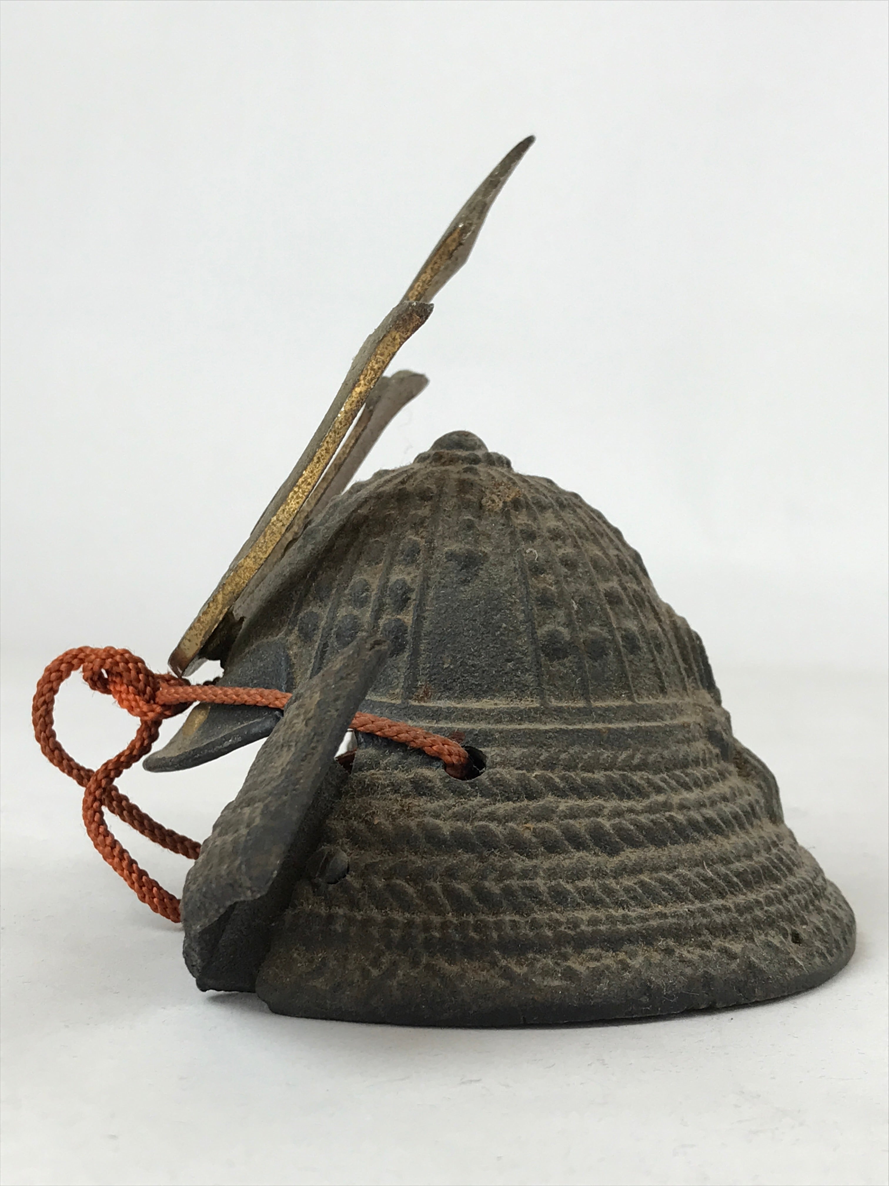 Japanese Miniature Metal Samurai Helmet Kabuto Vtg Boys Festival Brown ID551