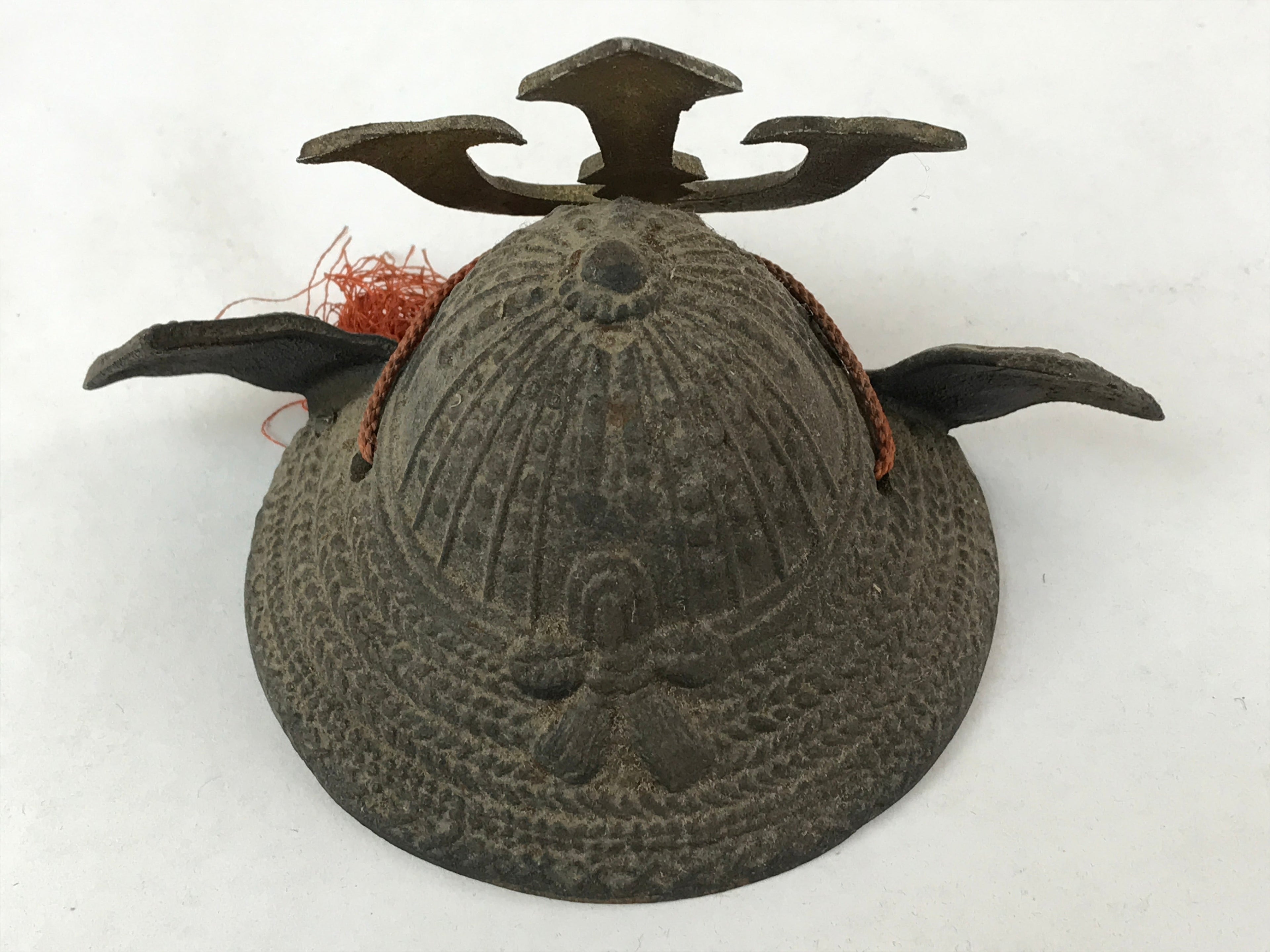 Japanese Miniature Metal Samurai Helmet Kabuto Vtg Boys Festival Brown ID551