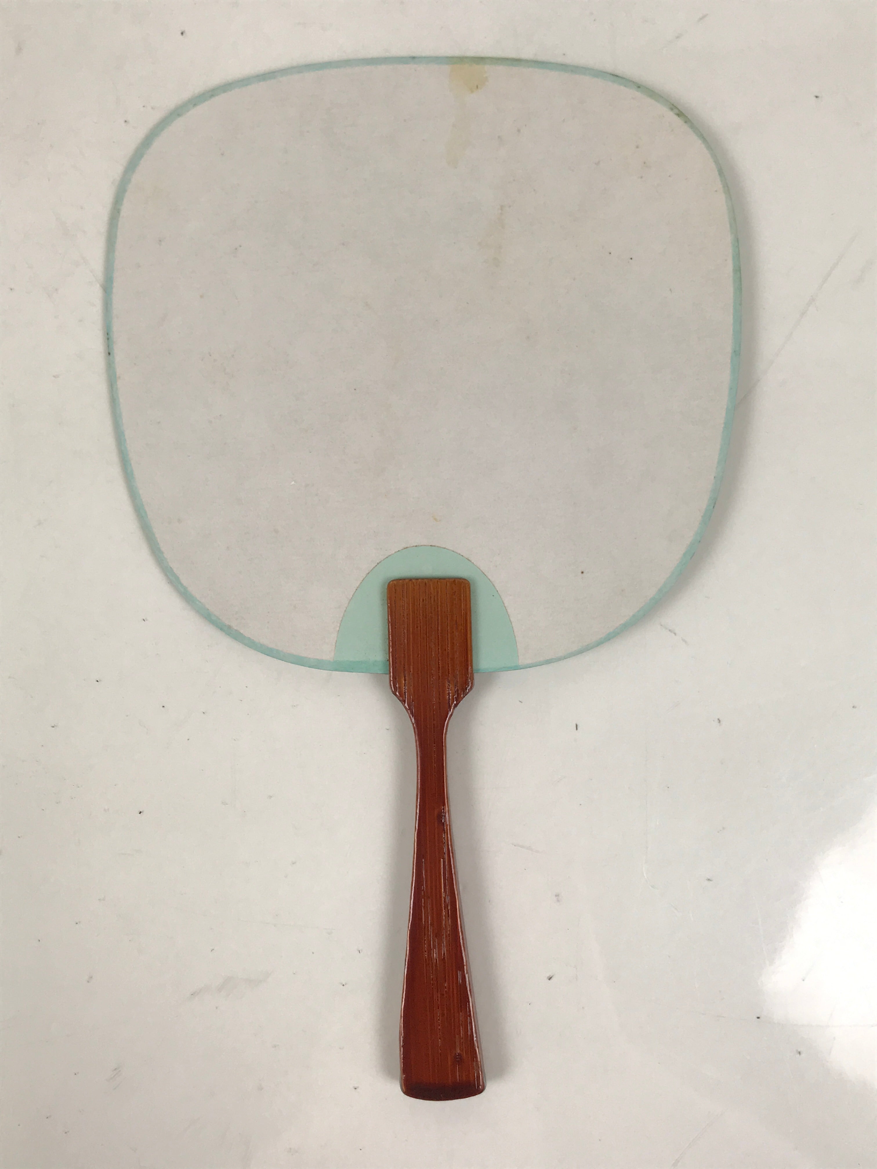 Japanese Miniature Paper Fan Uchiwa Vtg Lacquer Handle Purple Hydrangea U192