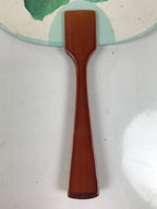 Japanese Miniature Paper Fan Uchiwa Vtg Lacquer Handle Purple Hydrangea U192
