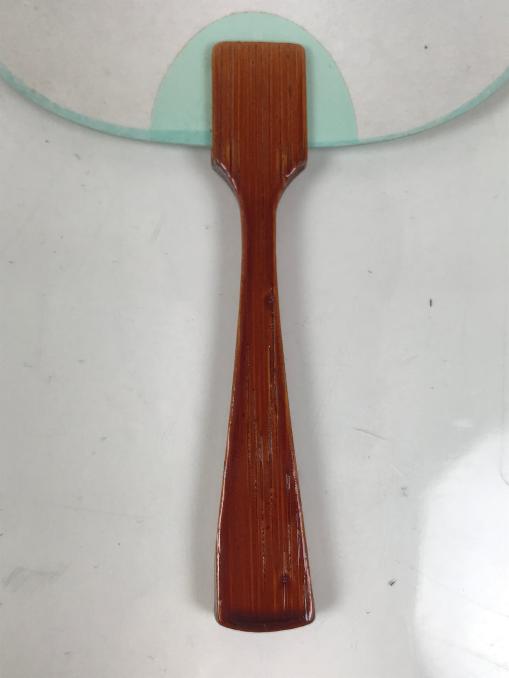 Japanese Miniature Paper Fan Uchiwa Vtg Lacquer Handle Purple Hydrangea U192